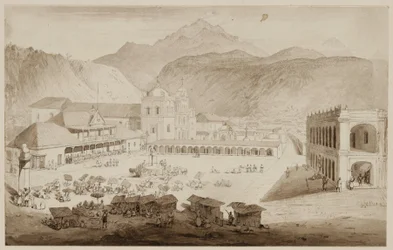 Stad Quezaltenango, Midden-Amerika, 1840